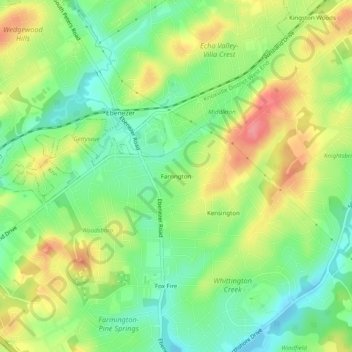 Mappa topografica Farrington, altitudine, rilievo