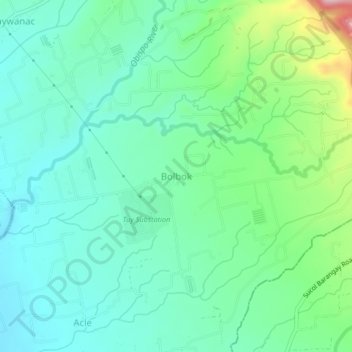 Mappa topografica Bolbok, altitudine, rilievo