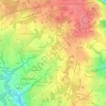 Mappa topografica La Mare, altitudine, rilievo
