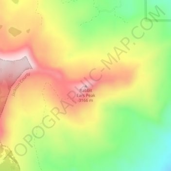 Mappa topografica Rabbit Ears Peak, altitudine, rilievo