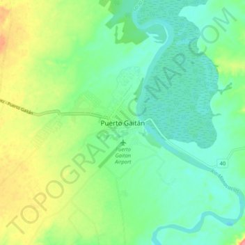 Mappa topografica Puerto Gaitán, altitudine, rilievo