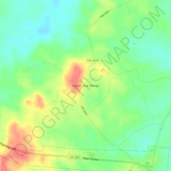 Mappa topografica Peach Tree Village, altitudine, rilievo