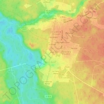 Mappa topografica Suzon, altitudine, rilievo