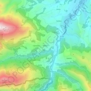 Mappa topografica Mezpira, altitudine, rilievo