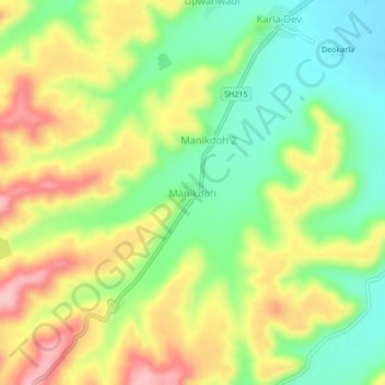 Mappa topografica Manikdoh, altitudine, rilievo