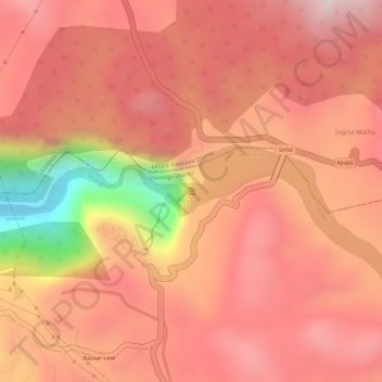 Mappa topografica Jog Falls, altitudine, rilievo