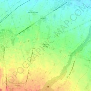 Mappa topografica San Martino Sinzano, altitudine, rilievo