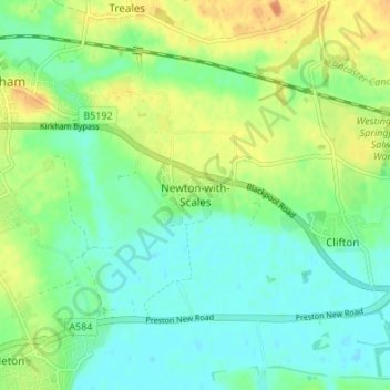 Mappa topografica Newton-with-Scales, altitudine, rilievo