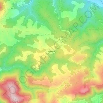Mappa topografica Le Mazet, altitudine, rilievo