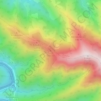 Mappa topografica Loita, altitudine, rilievo