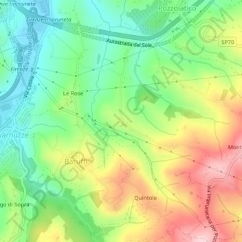 Mappa topografica Riboia, altitudine, rilievo