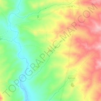 Mappa topografica Sazlı, altitudine, rilievo