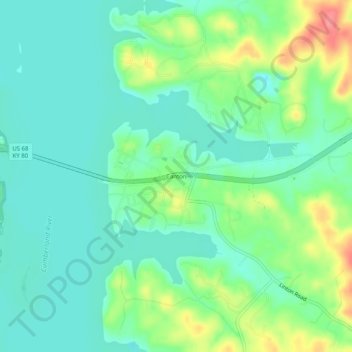Mappa topografica Canton, altitudine, rilievo