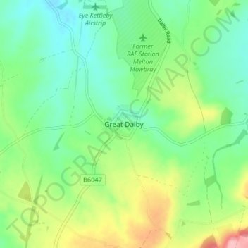 Mappa topografica Great Dalby, altitudine, rilievo
