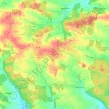 Mappa topografica Oberhaindlfing, altitudine, rilievo
