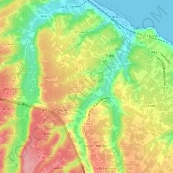 Mappa topografica Ruscitti, altitudine, rilievo