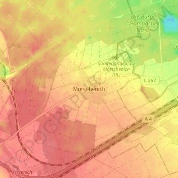 Mappa topografica Bürgewald, altitudine, rilievo