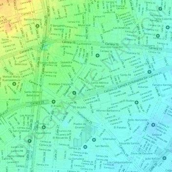 Mappa topografica Parque de las iguanas, altitudine, rilievo