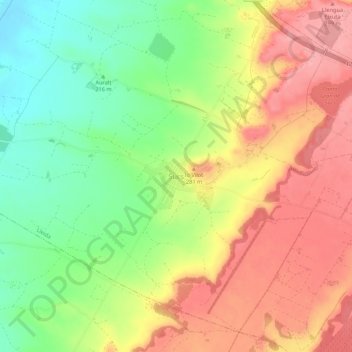 Mappa topografica Sucs, altitudine, rilievo