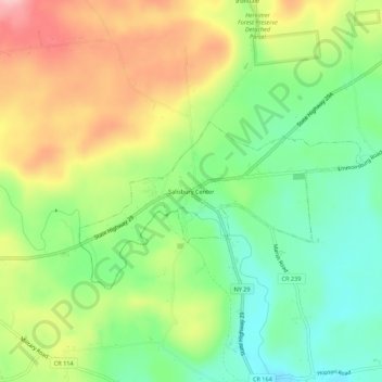 Mappa topografica Salisbury Center, altitudine, rilievo