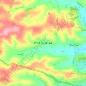 Mappa topografica West Sandford, altitudine, rilievo