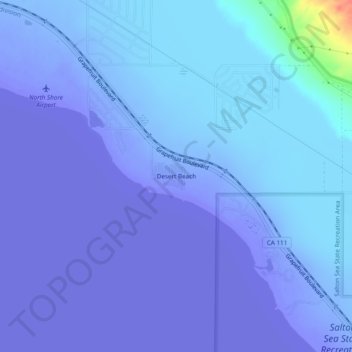 Mappa topografica Desert Beach, altitudine, rilievo