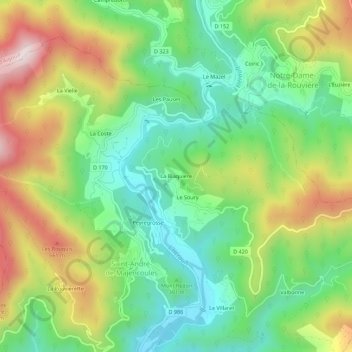 Mappa topografica La Blaquière, altitudine, rilievo