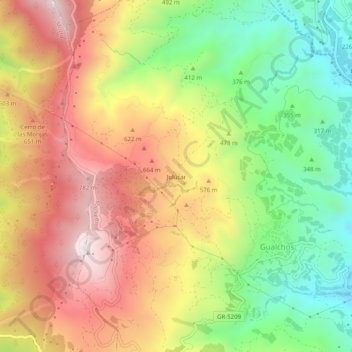 Mappa topografica Jolúcar, altitudine, rilievo