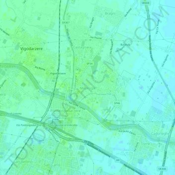 Mappa topografica Mejaniga, altitudine, rilievo