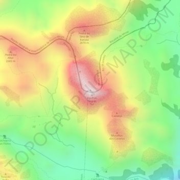 Mappa topografica Pico das Agulhas Negras, altitudine, rilievo