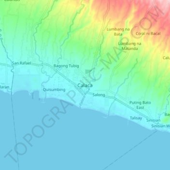 Mappa topografica Calaca, altitudine, rilievo