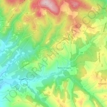 Mappa topografica La Romola, altitudine, rilievo