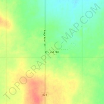 Mappa topografica Round Hill, altitudine, rilievo