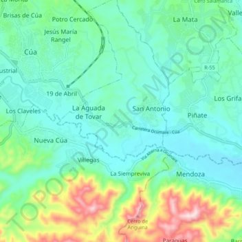Mappa topografica Las Mercedes, altitudine, rilievo