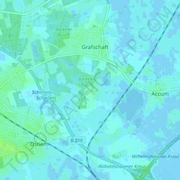 Mappa topografica Barkel, altitudine, rilievo
