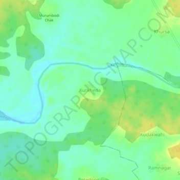 Mappa topografica Kurkheda, altitudine, rilievo