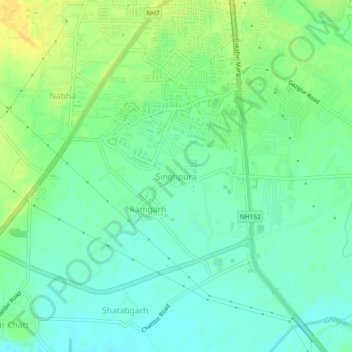 Mappa topografica Singhpura, altitudine, rilievo