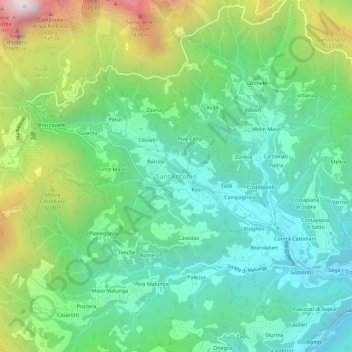 Mappa topografica Sant'Antonio del Pasubio, altitudine, rilievo