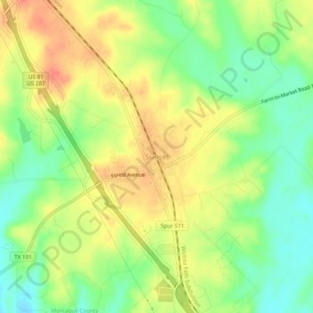 Mappa topografica Sunset, altitudine, rilievo