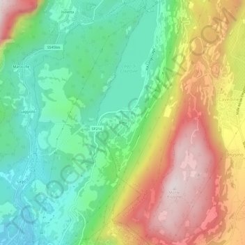 Mappa topografica Trebi, altitudine, rilievo