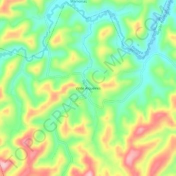Mappa topografica Vinte Alqueires, altitudine, rilievo