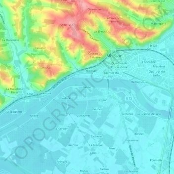 Mappa topografica Beline, altitudine, rilievo