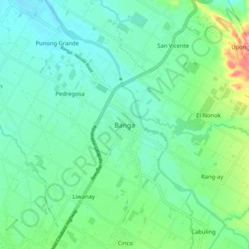 Mappa topografica Banga, altitudine, rilievo
