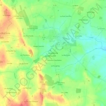 Mappa topografica Mesnil Boissy, altitudine, rilievo