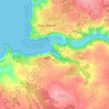 Mappa topografica Pont Rous, altitudine, rilievo