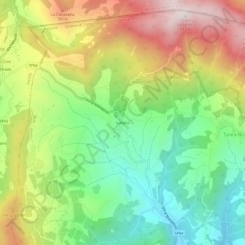 Mappa topografica Lubaco, altitudine, rilievo