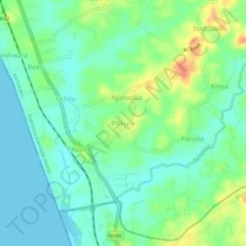 Mappa topografica Pilikuru, altitudine, rilievo