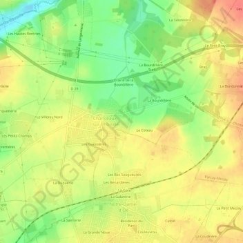 Mappa topografica Chausseloup, altitudine, rilievo