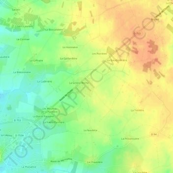 Mappa topografica La Garrelière, altitudine, rilievo
