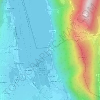 Mappa topografica Glière, altitudine, rilievo